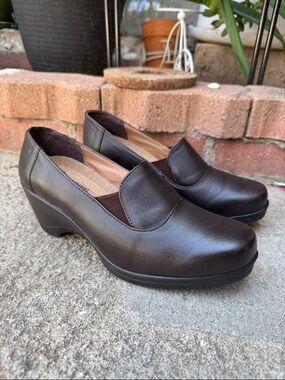 Andrea Women’s Brown Slip-On Wedge Heels — Comfortable Work Shoes